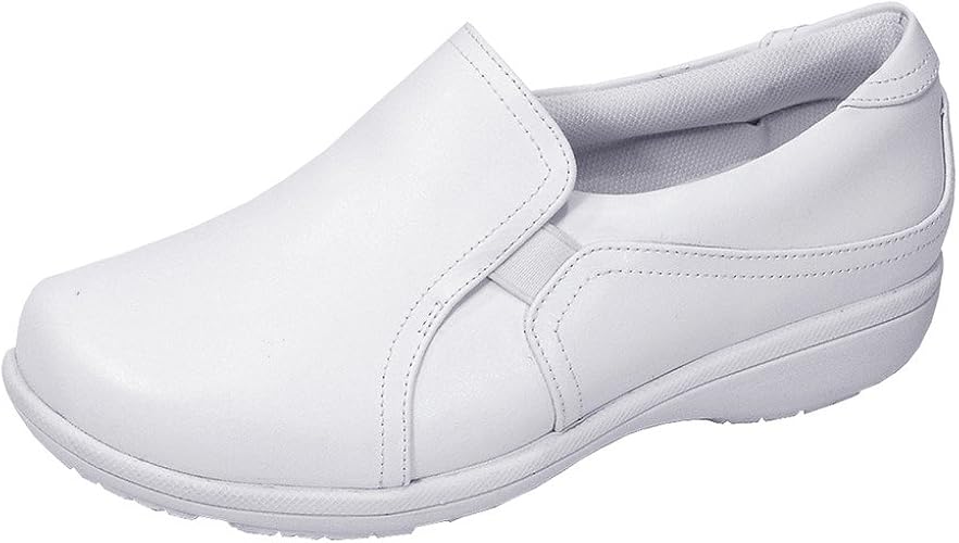 Amazon.com | 24 Hour Comfort Kerry (1066) Women Extra Wide Width Leather Slip On Shoes White 9 