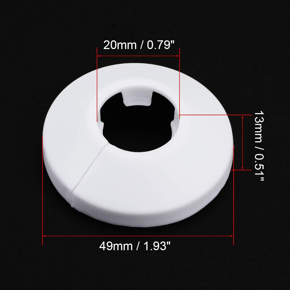 sourcing map 20-21mm Pipe Cover Decoration PP Plastic Water Pipe Escutcheon White 8pcs, 21 mm - Image 4