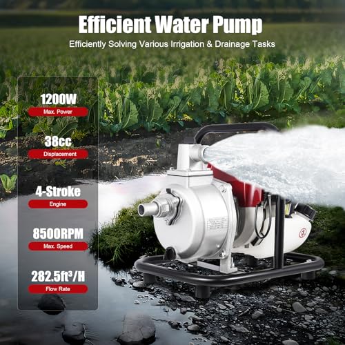YIYIBYUS 1" Inch Water Transfer Pump, 38CC 4-Stroke Portable Gas Gasoline Engine photo 9