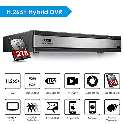 ZOSI 16 Channel Security Camera System 1080p, 1080N H.265+ Hybrid 16
