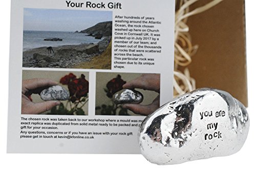 You Are My Rock Gift Idea - Solid Metal Heavy Polished Rock Gift Idea for Him & Her