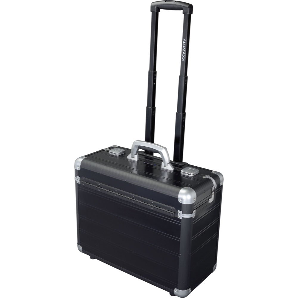 Alumaxx Pilotenkoffer Discovery, Trolley aus Aluminium, Rollkoffer Schwarz, Businesstrolley, Aktenkoffer Pilot Case, 48 cm, 34 liters, Black (Schwarz)