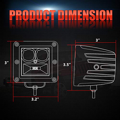 LED Cubes, OFFROADTOWN 2PCS 64W LED Pods 3 Inch Off Road Lights Osram LED Driving Lights Spot Flood Combo LED Cubes Fog Lights Square LED Work Light Bar for Truck Jeep SUV ATV UTV Offroad Boat