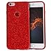 MATEPROX Compatible with iPhone 6s Case Compatible with iPhone 6 Case Glitter Slim Bling Crystal Clear 3 Layer Hybrid Protective Case(Red)