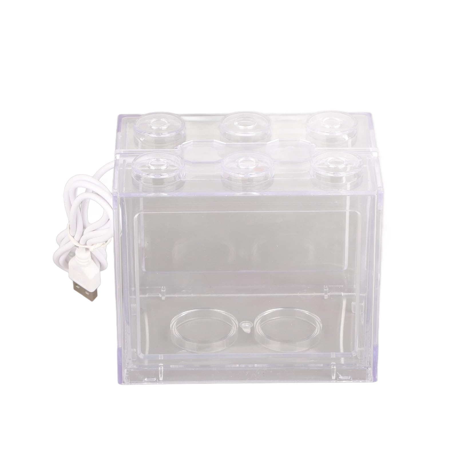 Photo 1 of AYNEFY Mini Fish,Small Decorative Aquarium Clear Hydroponic Plant Terrarium Aquaponic Fishtank Box with USB Cable and LED Light Lamp for Home Office Tea Table Car Decor (Transparent)