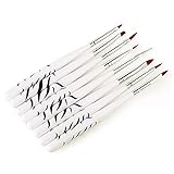 EYX Formula Profession Zebra Pattern 8 Pcs Nail Brush Set Painting Pen Kit ,DIY Nail Decroation Drawing Paint Carving Dotting Pen Set for Manicure Tool