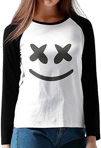 Kodggkh Cool Marshmello Face Womens Cotton Long Sleeve Raglan Shirt