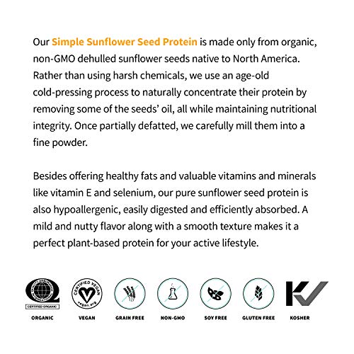 Sprout Living Simple Sunflower Seed Protein Powder, 15 Grams Organic