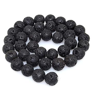 Natürliche schwarze Lava runde Felsperlen Stein Perlen Vulkan-Edelstein lose Perlen für Schmuckherstellung Armband Halskette,