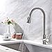 VAPSINT Modern Stainless Steel Single Handle Single Hole Brushed Nickel Pull Out Spray Kitchen Faucet, Pull Down Kitchen Sink Faucet