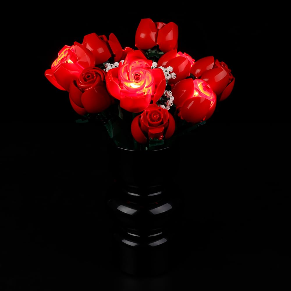 Kyglaring LED Light Kit for Lego Icons Roses Bouquet 2024 Building Set, The Flower Bouquet Lighting Kit Designed for Lego 10328 Botanical Collection-No Model(Classic Version)