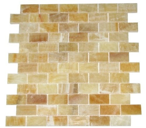 Click Here to See More Images Honey Onyx 1x2 Brick Pattern Polished Mosaics Meshed on 12