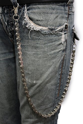 TFJ Men Wallet Chain Biker Long Fashion Jeans Keychain Bike Motorcycle Links Silver