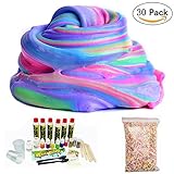 Make Your Own Slime Kit Lab Jumbo DIY Supplies - for Girls & Boys | Glow in The Dark Powder, Glue, Colorful Foam Beads, Glitter, Borax(Activator), Crystal,Fluffy,Clear,Unicorn,Cloud,Bouncy Slime