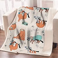 ARIGHTEX Sloth Bed Sofa Soft Throw Blanket Orange Sloths Hanging from Trees Cute Woodland Animal Sherpa Fleece Blanket (60 x 80 Inches)