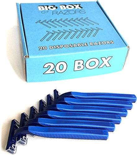 20 Box of Blue Wholesale Bulk Disposable Twin Blade Razors for Men & Women