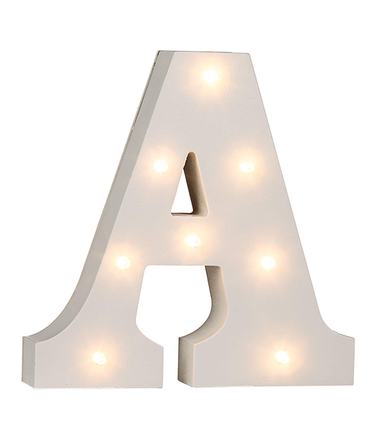 OOTB Illuminated Letter A Light with 8 LED, Wood, White