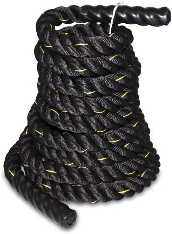 Smartxchoices Black Battle Rope 1.5''/2'' Width Exercise Training Workout Ropes 30/40/50 Ft Length Home Gyms Abdominal Muscle Biceps Abs Metabolic Core Work Fitness