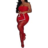 Kafiloe Sexy 3 Piece Outfits for Women Clubwear Lace Tube Mini Dress Top with Stockings Set Birthday Outfits