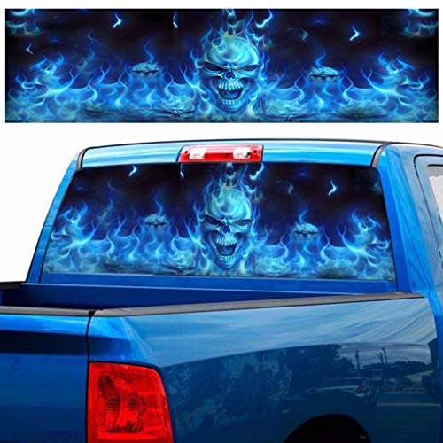 Forgun Flaming Skull,Rear Window Decal Sticker for Cars and Trucks