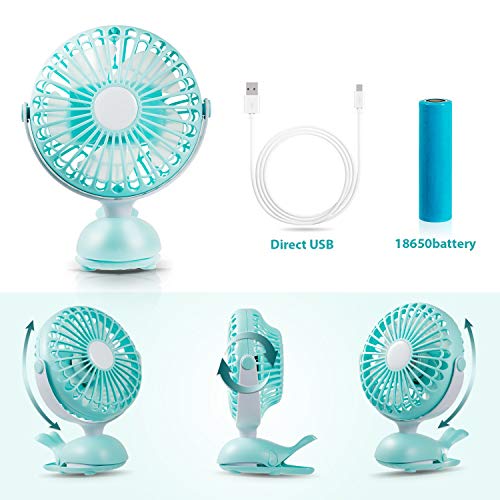 Clip Fan Portable Mini USB - Battery Operated Fan Silent Desk Fan, 360 Rotation, Rechargeable Battery Powered Fan, Small Cooling Quiet for Stroller, Bedroom, Office, Woman, Kids, Travel