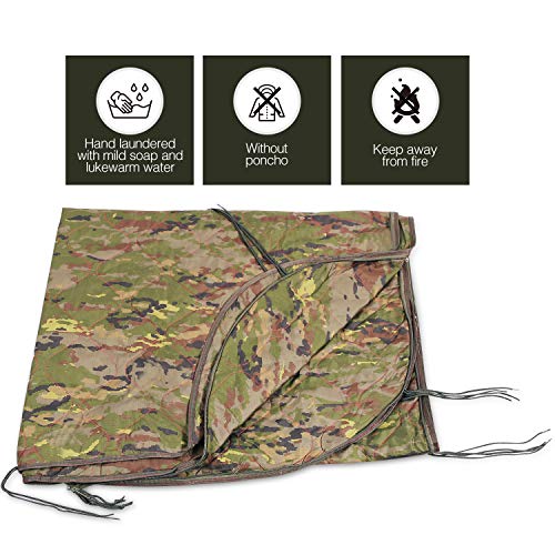 REDCAMP Large Poncho Liner Waterproof with Zipper All Weather, Outdoor Lightweight Multi-Purpose Military Style Woobie 94" 55"