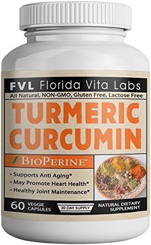 Turmeric Curcumin Supplement Capsules with Bioperine Joint Support and Pain Relief Organic All Natural Antioxidant Gluten Free Lactose Free Non-GMO Pills Made in USA
