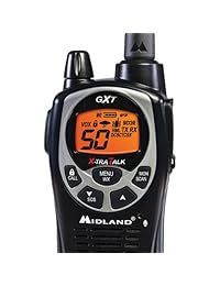 Midland, radio consumidor GXT1000AZ, radio de dos vías, GMRS, 50 canales, 36 millas, paquete individual, Pair Pack, Negro Plateado