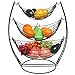 MyGift Black Metal Hammock Fruit Basket, 3 Tier Vegetables Produce Storage Rack Display Stand