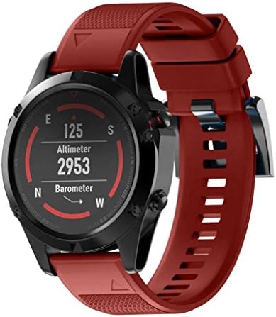 TOPUNDER Replacement Silicagel Quick Install Band Strap For Garmin Fenix 5 GPS Watch (Red)
