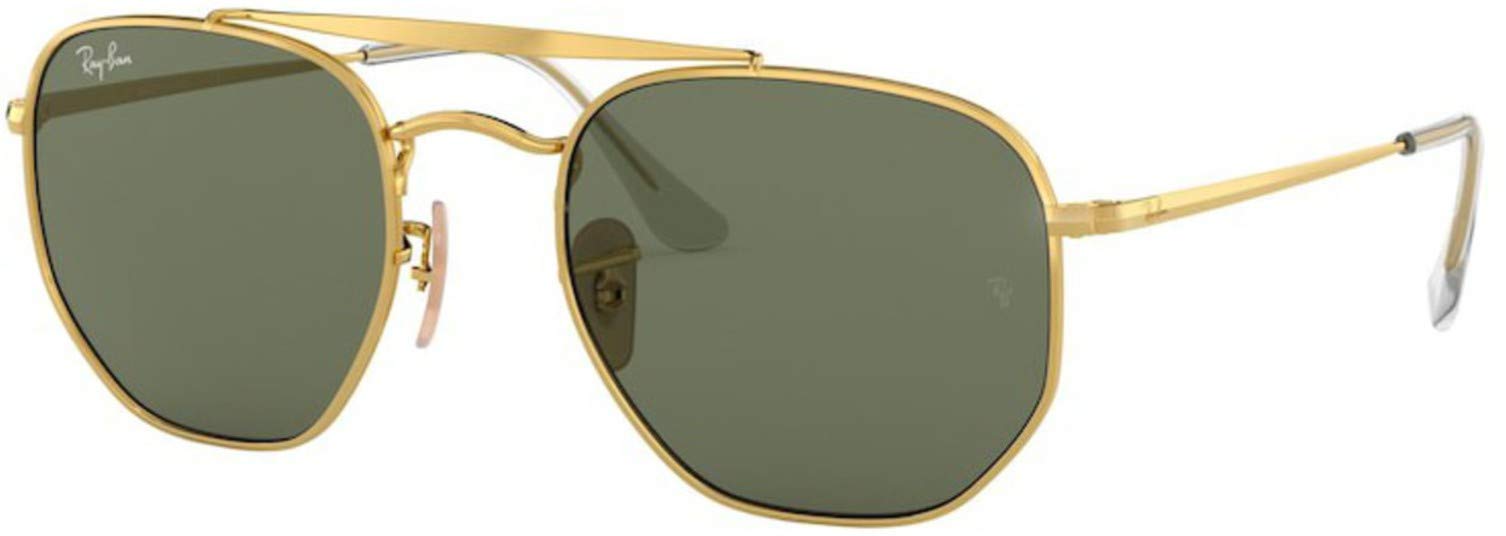 Ray-Ban RB3648 The Marshal Square Sunglasses, Gold/G-15 Green, 51 mm + 1