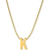 Freeunfet Initial Necklace for Women, 14k Gold Plated A-Z Letter Pendant Necklace, Personalized Tiny Dainty Box Chain Choker, Classic Simple Jewelry Gift for Her