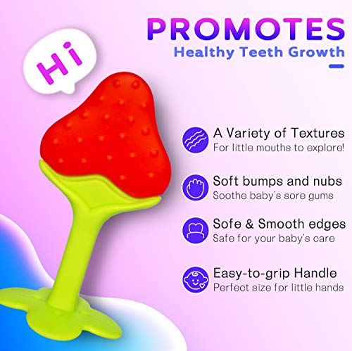 MICHEF Teething Mittens for Baby (2 Pack) with Baby Teething Toys (3 Pack), Self Soothing Pain Relief Mitt, Silicone Baby Teethers, BPA-Free, Natural Organic Freezer Safe for Infants and Toddlers