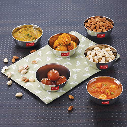 HAZEL Steel Vatti/Bowl - 6 Pcs Set - Large