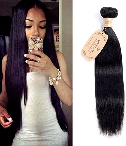 Brazilian Virgin Hair 1 Bundle 100g Human Hair Extensions Weaves Natural Black Straight MOOMHAIR (10")
