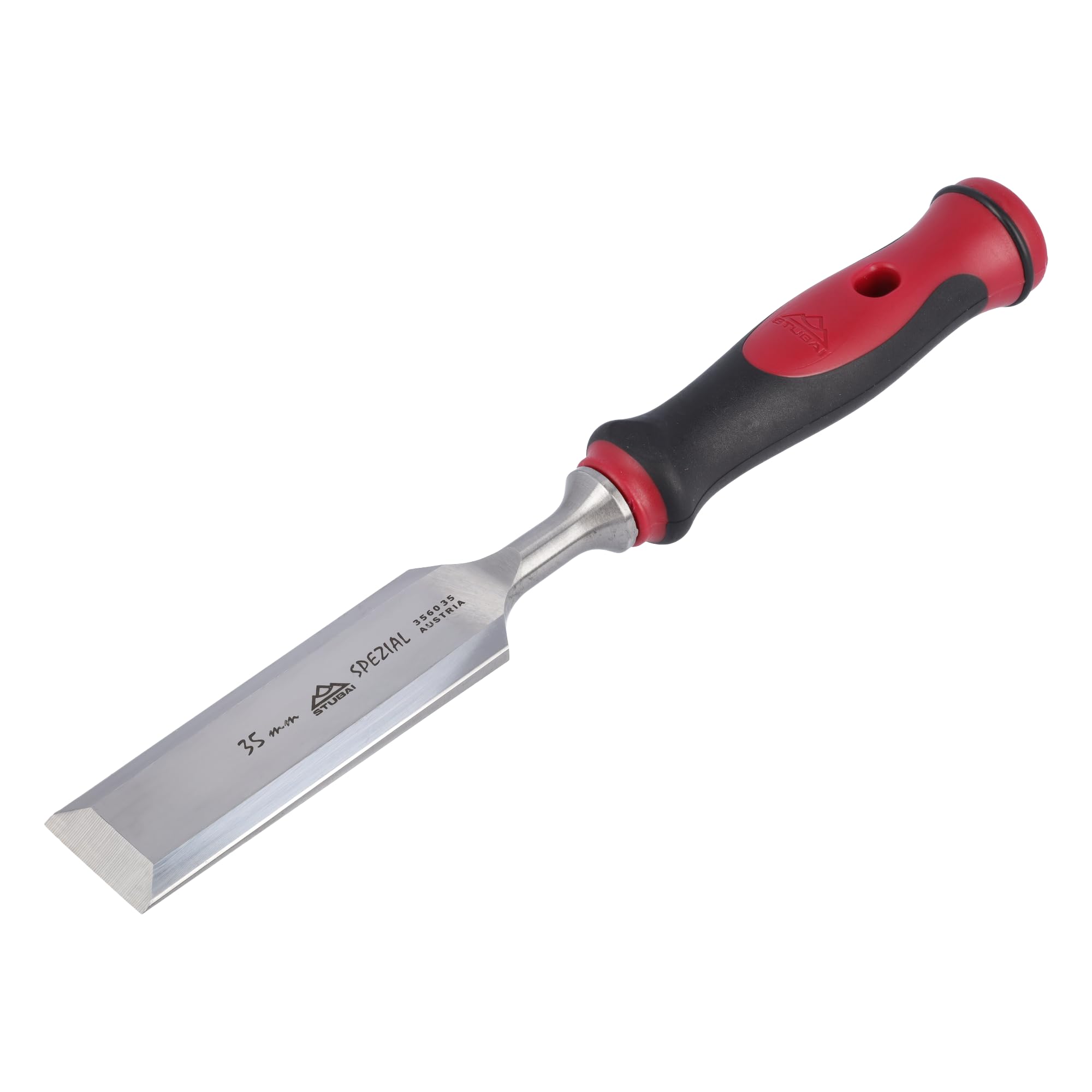 Stubai 356035 "Swedish Type" Special Wood Chisel with 2C-Handle, Silver/Red/Black, 35 mm