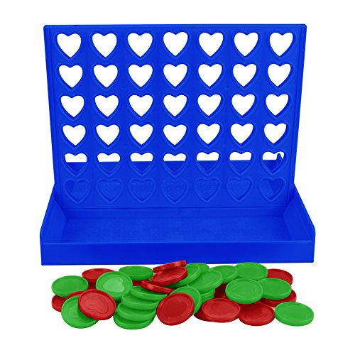 AMGlobal 4 in a Row, Line Up 4, Heart-Shaped Four in a Row Game, Classic Family Toy, Board Game For Kids and Family For Fun(Blue)