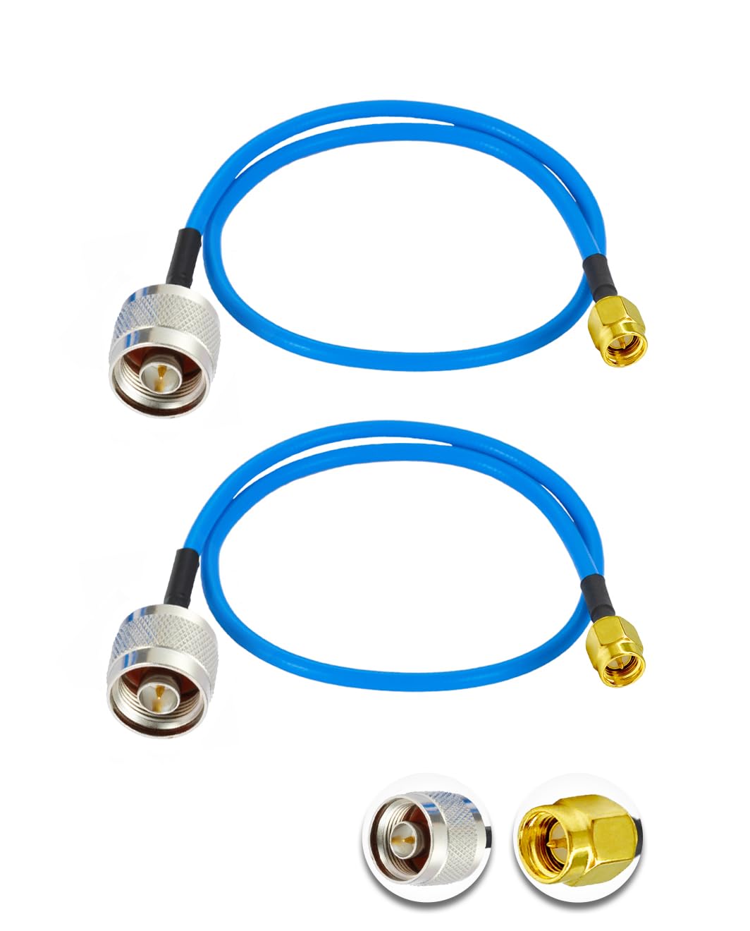 Vecys 2PCS SMA Male to N Type Male RF Coaxial Cable N Type RF Coax Pigtail Cable 12" /30CM RG405 50 Ohm Low Loss Extension Cable