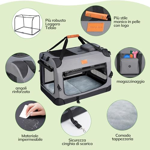 Morpilot Transport Bag for Dogs and Cats, M, 60 x 42 x 42 cm, Dog Transport Bag with Mattress Bowl for Dogs, Folding Box, Travel Box for Pets