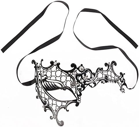 Diamante Rhinestone Luxury Venetian Style Metal Filigree Masquerade Mask Prom Ball Dress Sexy Mask For Halloween Mardi Gras Party (charming)