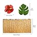 HEHALI Hawaiian Luau Party Supplies Set, 1 Pack Yellow Hawaiian Grass Table Skirt, with 12pcs 8 Inches Tropical Palm Monstera Leaves and 30pcs Hibiscus Flowers (5pcs Adhesive Hook & Loop Tapes)