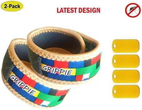 Mosquito Repellent Bracelet Band- Premium and Stylish All Natural Bug Insect Repeller Indoor Or Outdoor For Adults and Children Protects From Mosquitoes And Insects. GRIPPIE-2 Pack