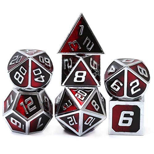 REDSUN D&D Metal Dice,RPG Dice Set,Polyhedral Solid Enamel Zinc Alloy ,New Font,for Role Playing Game Dungeons and Dragons (Dark God)