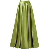 Diydress Women's Long Fashion High Waist A-Line Satin Skirts With Pockets V 450899-585776