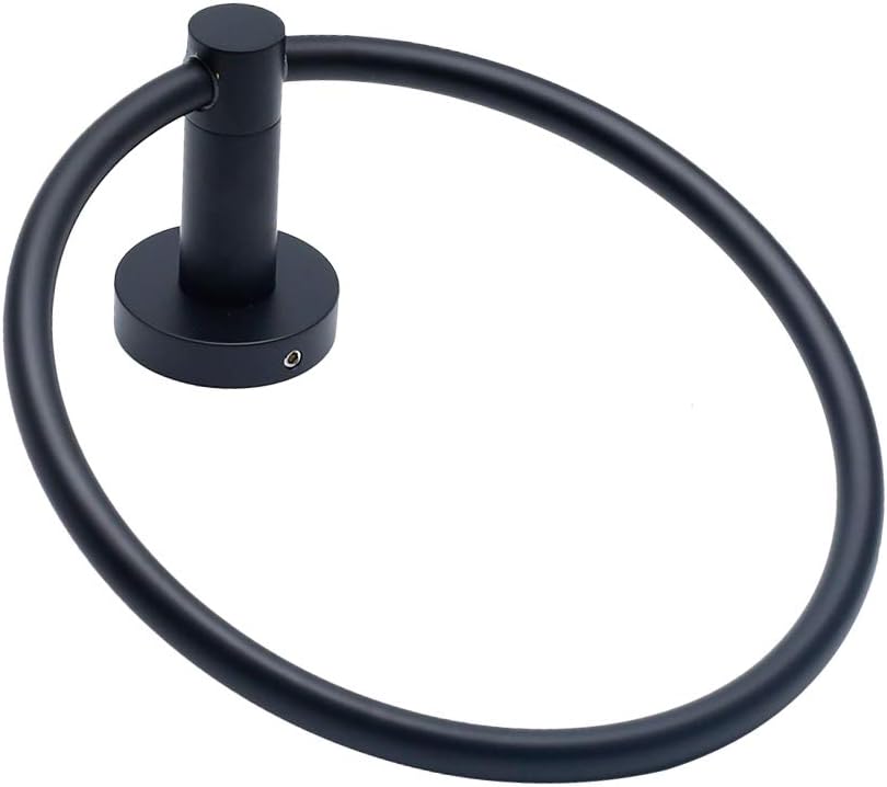 Jiozermi 2pcs Matte Black Towel Ring, Stainless Steel Swivel Hand Towel Holder Modern Round Door Hanger for Bathroom Hanger Kitchen Dishcloth Drying - - 