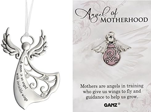 A Mom is an Angel Ornament and Angel Pin Set (2 Pieces)