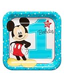 American Greetings 5795244 Mickey Mouse First Birthday Dinner/Lunch Plates, 8-Count