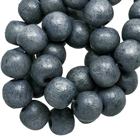 Vintage Wooden Beads (6 mm) Grey/Blue (Pack of 280)