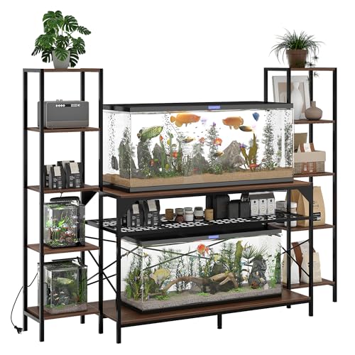 20-90 Gallon Fish Tank Stand, Aquarium Stand with Power Outlet, Heavy-Duty Rept…