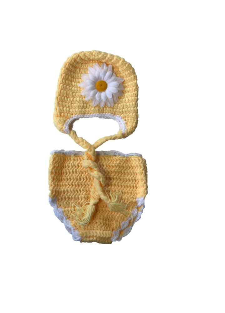 Newborn Baby Girl/Boy Crochet Knit Costume Photography Prop Outfits (Sunflower)